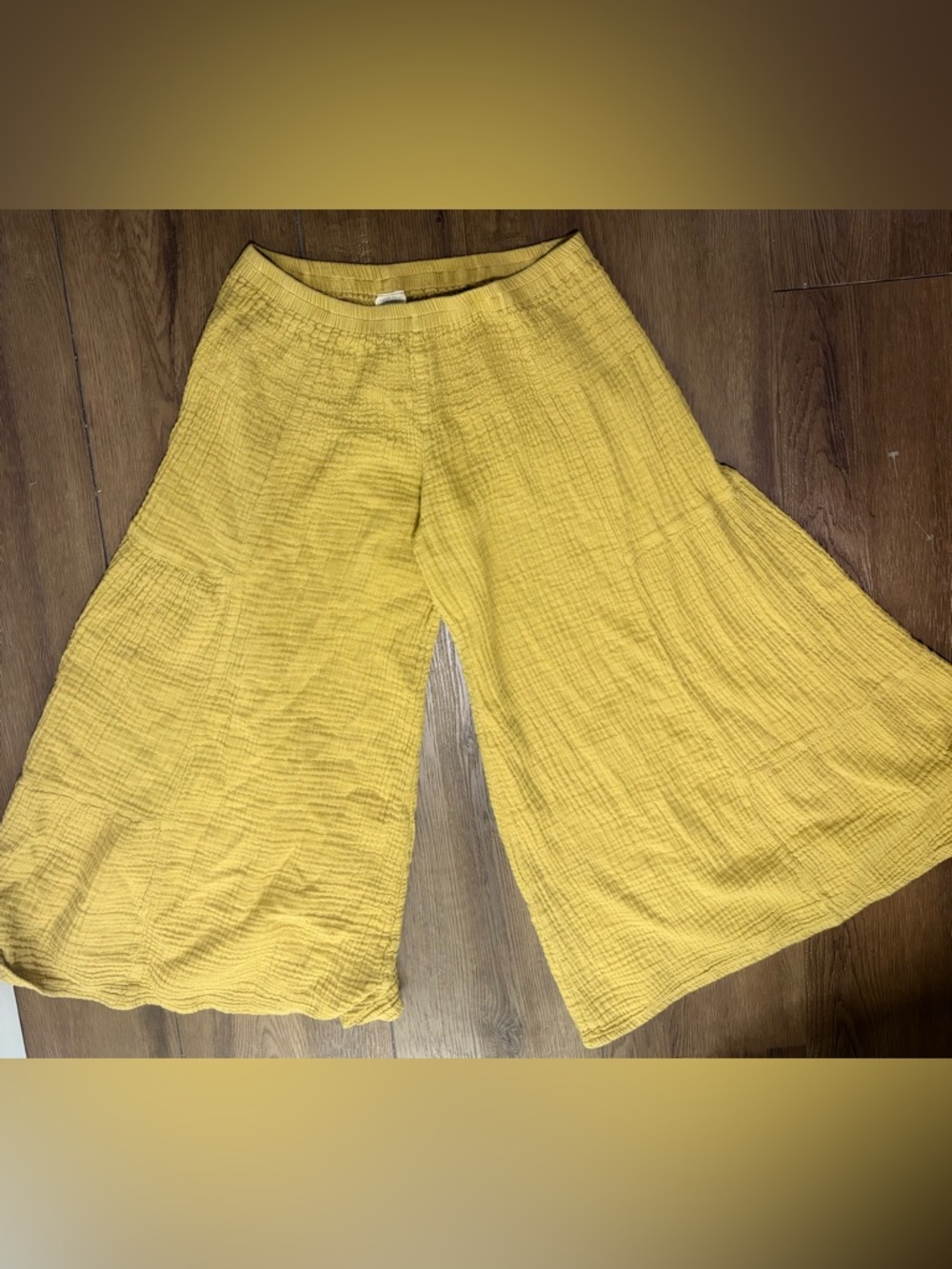 Cotton Flower Spirit Handmade Mustard Gauze Wide Leg Pants OS - Picture 6 of 9